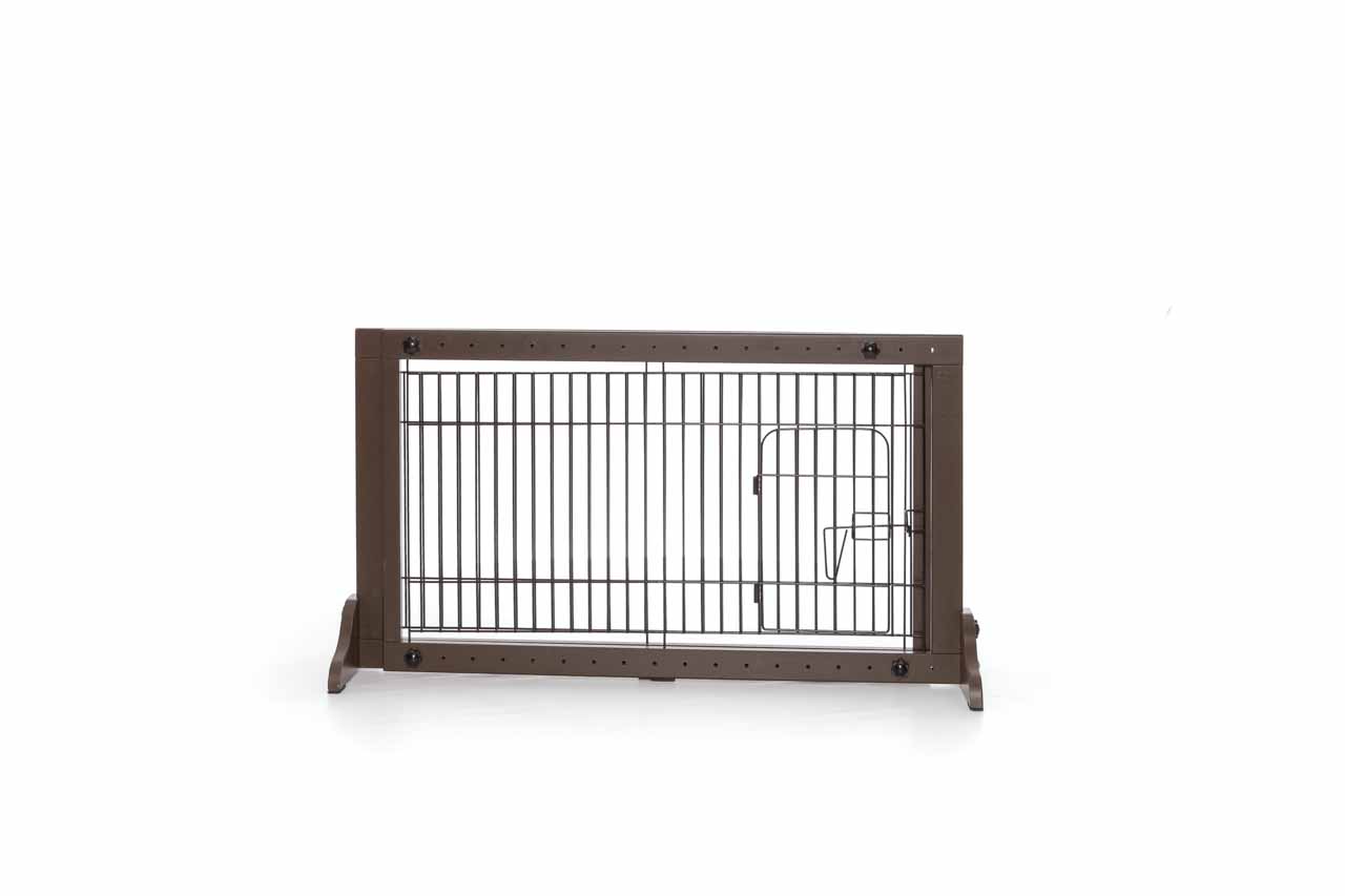 Wooden Freestanding Pet Gate with Door, adjustable