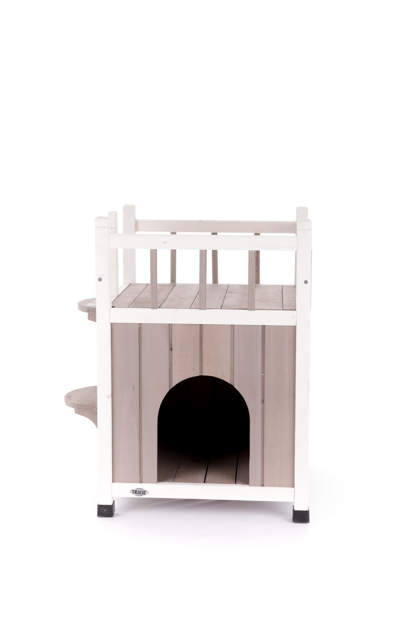 TRIXIE natura Cat's Home with Balcony, Wooden House for Cats