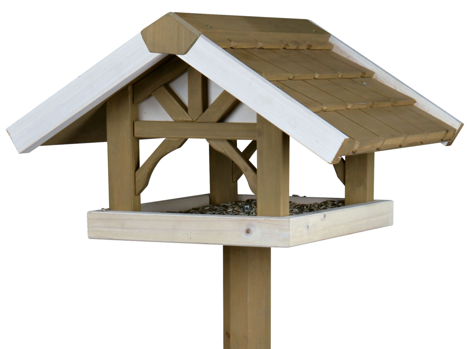 Mangeoire à Oiseaux En Bois Naturel – Résistante Aux Intempéries – Dimensions 25x30x30 Cm – Installation Facile - 4