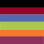 black, red, royal blue, apple, papaya, orchid